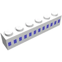 Brick 1 x 6 with Centred Light Blue Squares Print
