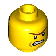 Minifig Head President Business (Lord), Dual Sided, Male, Connected Brow, Cheek Lines, Angry / Red Zigzag Line on Black Background Print [Hollow Stud]