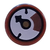 Tile Round 1 x 1 with Gauge, White/Copper Field print