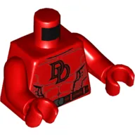 Torso Bodysuit, 'DD' Symbol, Muscles, Black Belt print, Red Arms and Hands