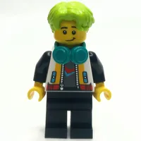 Blogger, White Jacket, Black Legs, Lime Hair