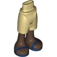 Minidoll Hips and Mid-Length Shorts with Umber Brown Legs, Dark Blue Sandals print