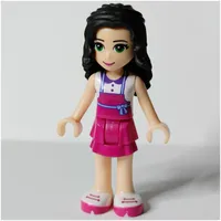 Emma - White Top, Magenta Apron, Flower