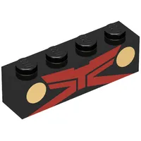 Brick 1 x 4 with Red Stripes and Gold Circles Print (Martian Manhunter)