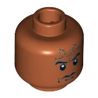 Minifig Head Ugha Warrior, Forehead Tattoo, White Pupils, Red Print on Back [Blocked Open Stud]