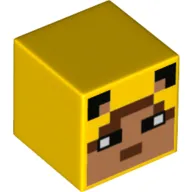 Minifig Head Special, Cube with Pixelated Nougat Face, Black Eyes Print