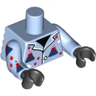 Torso Short with Back Ridges, Pajamas with Volcano Print, Bright Light Blue Arms, Black Hands
