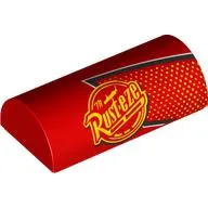 Brick Curved 2 x 4 Double, No Studs with Bright Light Orange Dots, Rust-eze Logo print