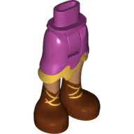 Minidoll Hips and Asymmetrical Skirt with Wave Hem Gold and Medium Nougat Legs and Reddish Brown Boots with Gold Laces Print