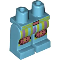 Hips and Medium Azure Legs with Lime and Dark Pink Stripes, Coral Knee Pads Print