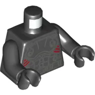 Torso Armor with Red Curved Lines and Belt Print, Black Arms and Hands
