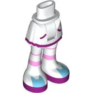 Minidoll Hips and Short Skirt with White Tights, Dark Purple Trim, Bright Light Pink Bands, Medium Azure Cats print