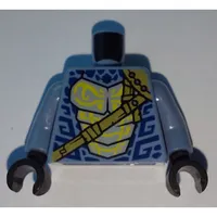 Torso Bare Chest, Dark Blue Markings, Light Bluish Gray and Yellow Snake Belly, Strap print, Sand Blue Arms, Black Hands