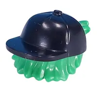 Hair and Hat, Backwards Cap, Bright Green Hair Pattern
