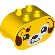 Duplo Brick 2 x 4 x 2 Rounded Ends with Dog Head, Reddish Brown Ears print