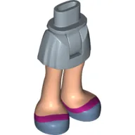 Minidoll Hips and Short Skirt with Light Nougat Legs, Sand Blue Shoes with Magenta Stripe Print