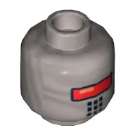 Minifig Head Robot SWAT, Red Visor and 9 Mouth Squares Print [Hollow Stud]