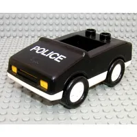Duplo Car with 1 x 2 Studs with White Base and 'POLICE' Print