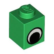 Brick 1 x 1 with Simple Eye Black and White Print