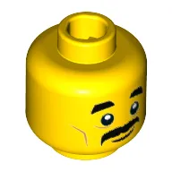 Minifig Head Sushi Chef, Thick Moustache, Short Eyebrows, Medium Nougat Cheeklines, Thin Curved Line Mouth with Slight Smile Print