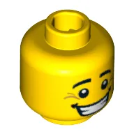 Minifig Head Graduate, Eyebrows, White Pupils, Chin Dimple, Smile Wrinkles and Wide Open Smile Print [Blocked Open Stud]