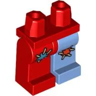 Hips and Medium Blue Left Leg, Red Right Leg with Medium Blue and Red Patches Print