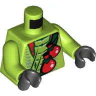 Torso Snake with Dark Green Belt and Red Vials Print, Lime Arms, Black Hands