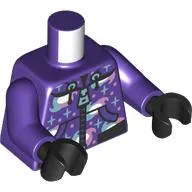 Torso, Black Zipper, Pockets, Metallic Blue/Pink Stars, Galaxies print, Dark Purple, Black Hands