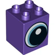 Duplo Brick 2 x 2 x 2 with Eye with Large Black Pupil and Blue Iris Print