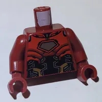 Torso, Red/Black Iron Man Armor, Gold Circuitry, Silver Arc Reactor print, Dark Red Arms and Hands