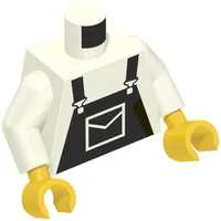 Torso Overalls Black Print, White Arms, Yellow Hands