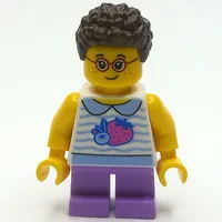 Kid - White Torso, Medium Lavender Legs, Dark Brown Hair