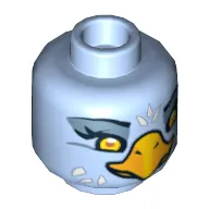 Minifig Head Eris, Dual Sided, Eagle with Beak, Yellow Eyes and White Feathers, Wide Eyes / Narrow Eyes Print [Hollow Stud]