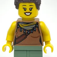 Medium Nougat Torso, Sand Green Legs, Dark Brown Hair