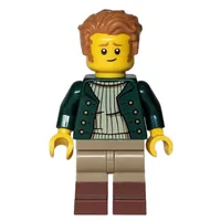 Man, Dark Green Torso, Dark Tan Legs, Medium Nougat Hair