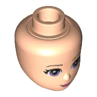 Minidoll Head with Purple Eyes, Dark Pink Lips and Closed Mouth Print