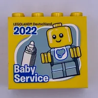 Brick 2 x 4 x 3 with 'LEGOLAND Deutschland 2022 Baby Service' Print