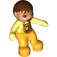 Duplo Figure Baby, Bright Light Orange Overalls with Bib with Bee Print