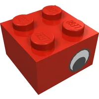 Brick 2 x 2 with Eye with White Print on Two Sides, Offset
