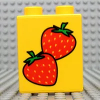 Duplo Brick 1 x 2 x 2 with Strawberries Print
