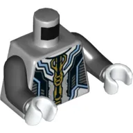 Torso Armor with Silver and Gold Plates Print, Black Arms, White Hands