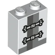 Brick 1 x 2 x 2 with Inside Stud Holder with Rope Master Wu Print