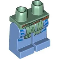 Hips and Medium Blue Legs with Dark Azure Markings, Olive Green Loincloth print