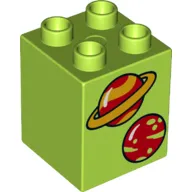 Duplo Brick 2 x 2 x 2 with 2 Planets Print