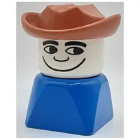 Duplo 2 x 2 x 2 Figure Brick Early, Cowboy Hat Fabuland Brown, Looking Left Print