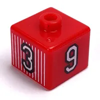 Pen Bead, Square with '3', '9', '4', and '11' Print