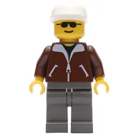 Man, Brown Jacket, Dark Gray Legs, White Cap