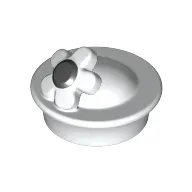 Headwear Accessory Hat with Small Pin, Pillbox Hat, Flower with Black Center