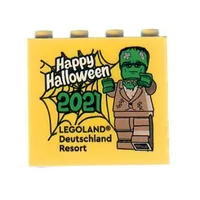 Brick 2 x 4 x 3 with 'LEGOLAND Deutschland Resort Happy Halloween 2021' Print