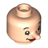 Minifig Head Special with Molded Nose, Black Eyes, Open Mouth Smile, Tongue print